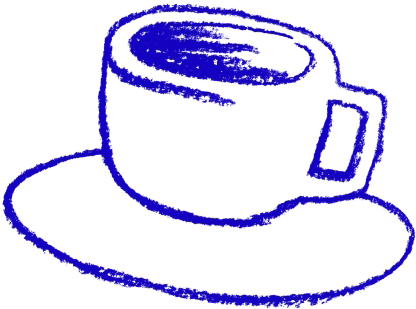 Hand drawn blue coffe cup