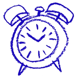 Hand drawn blue alarmclock