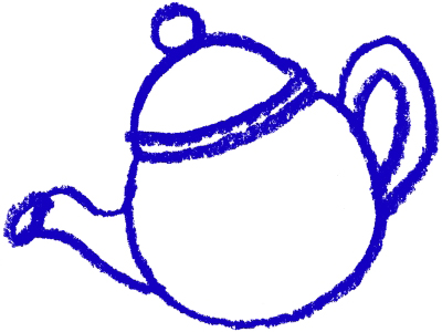 Hand drawn blue teapot