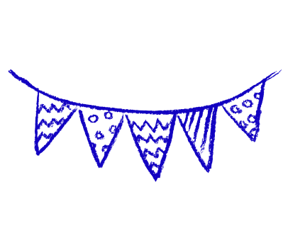A graphic of a party banner