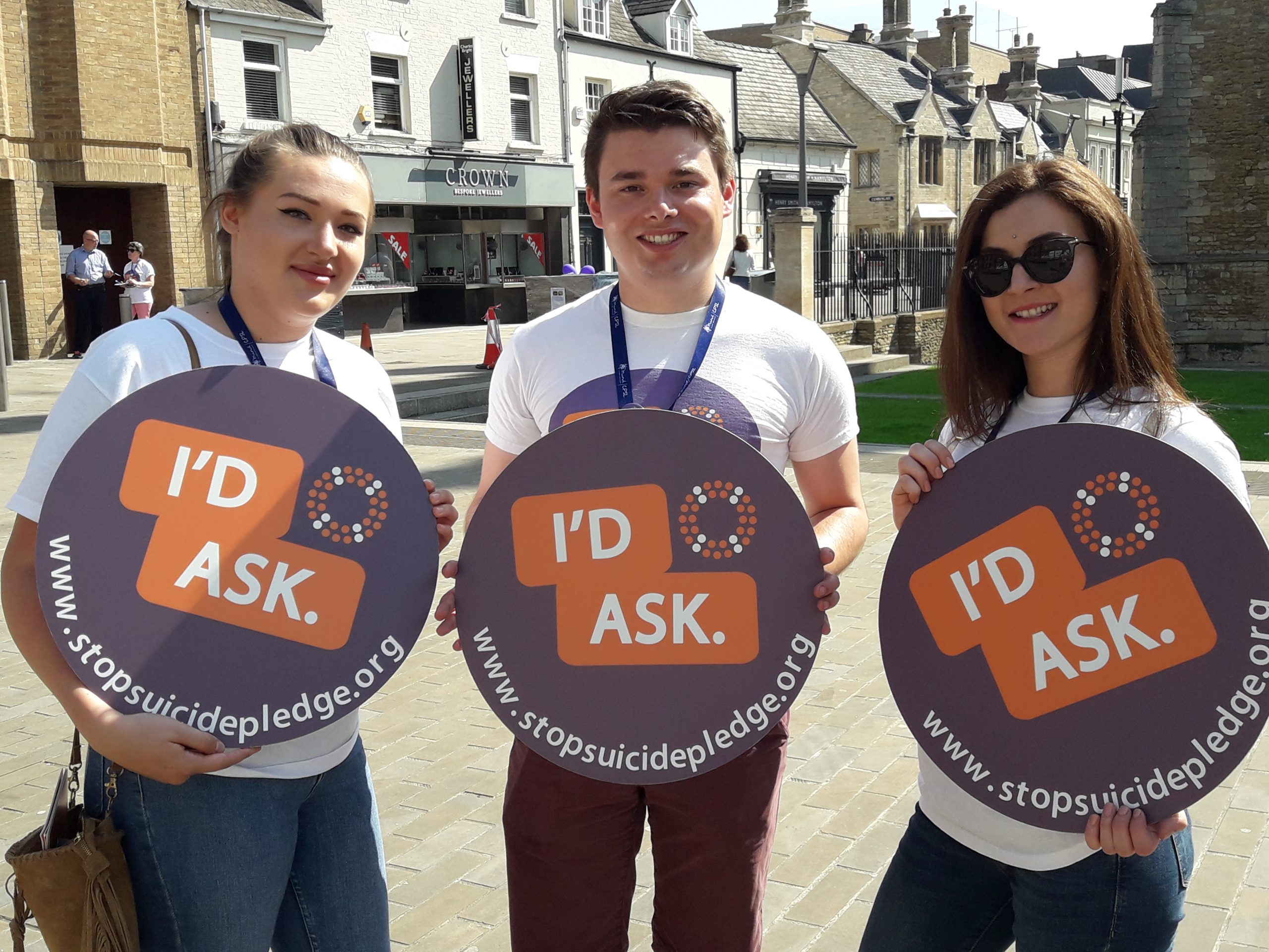 STOP Suicide campaign makers in Peterborough city center