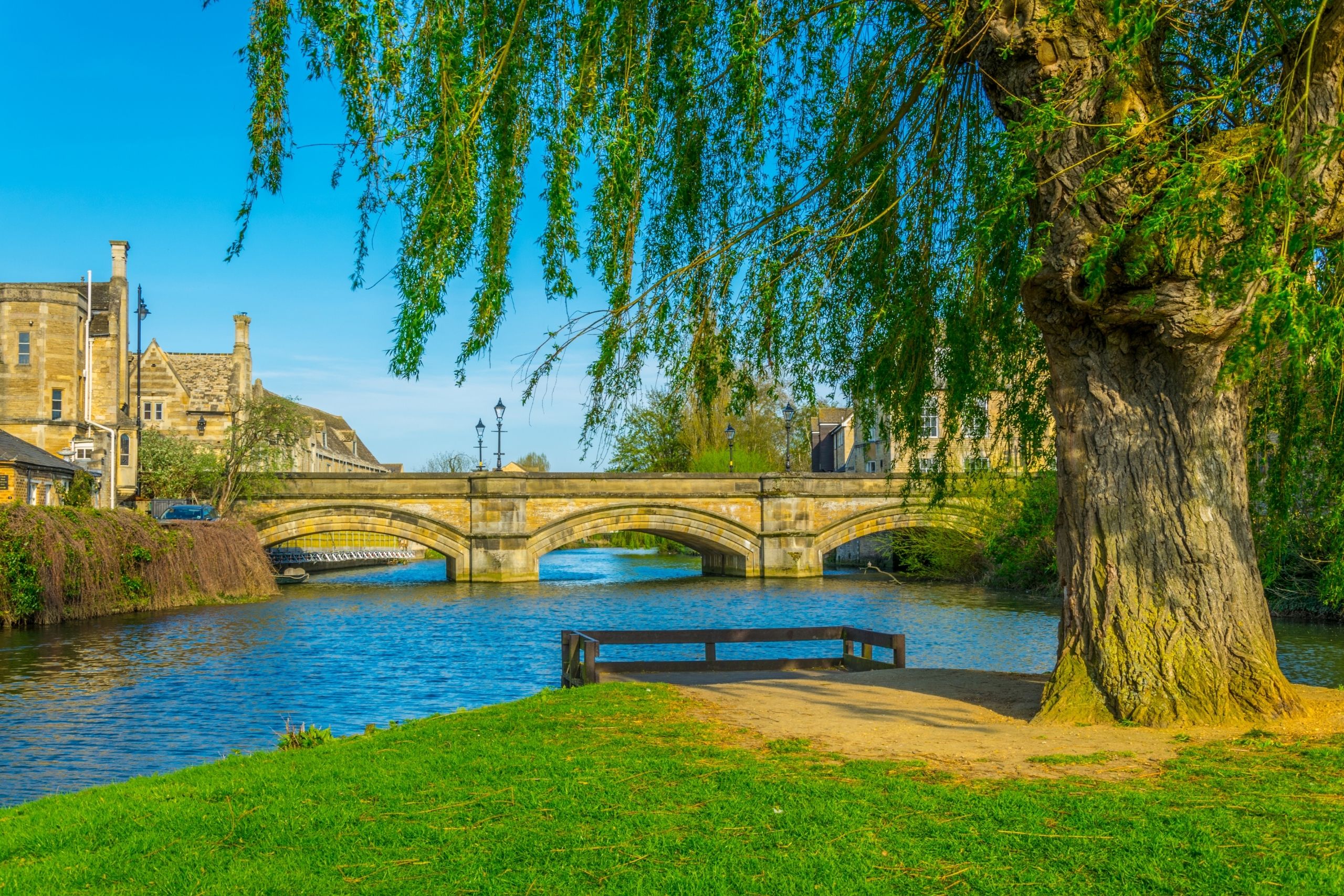 A scenic view of a bridge over a river