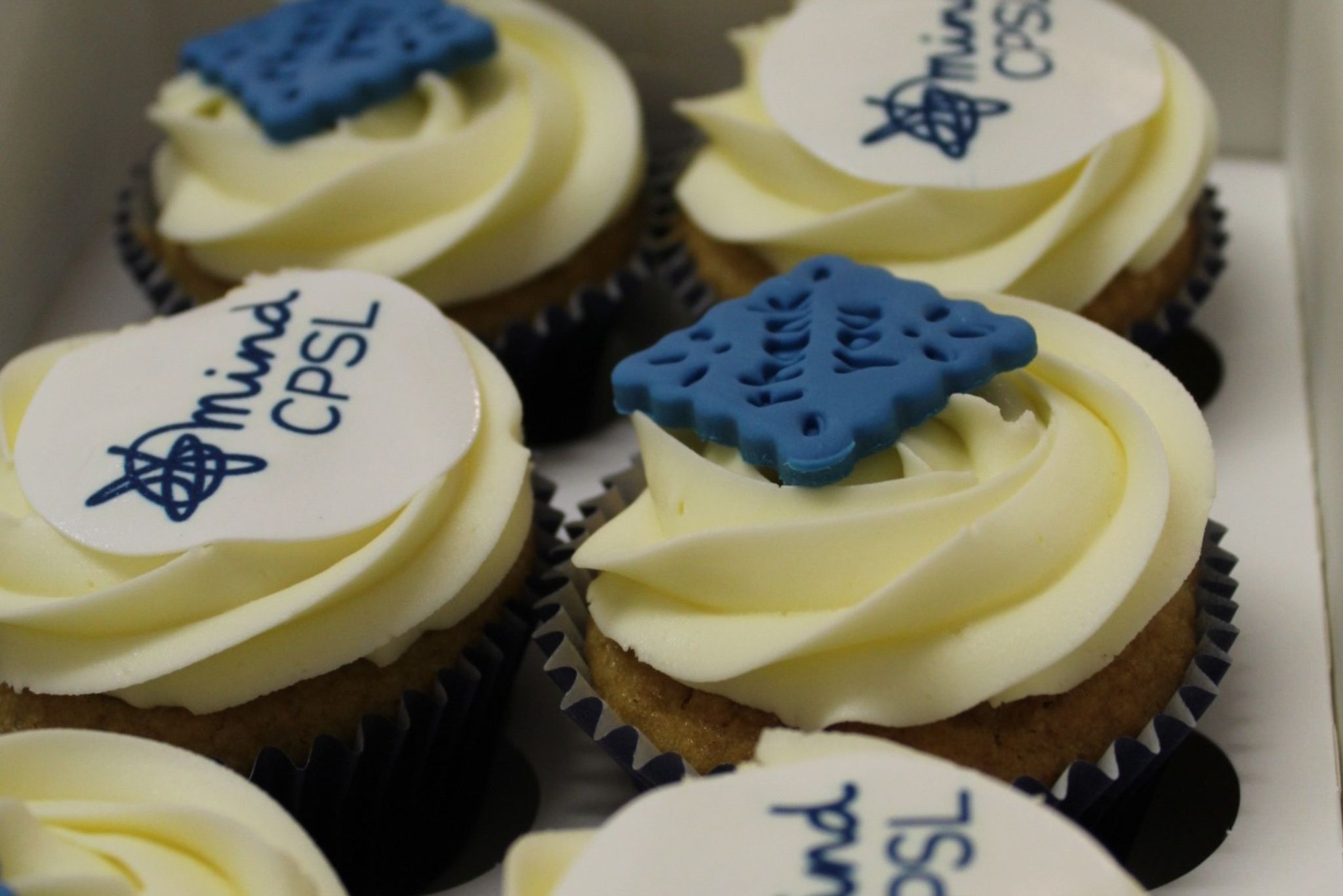 Cupcakes with CPSL Mind logo and thank you message