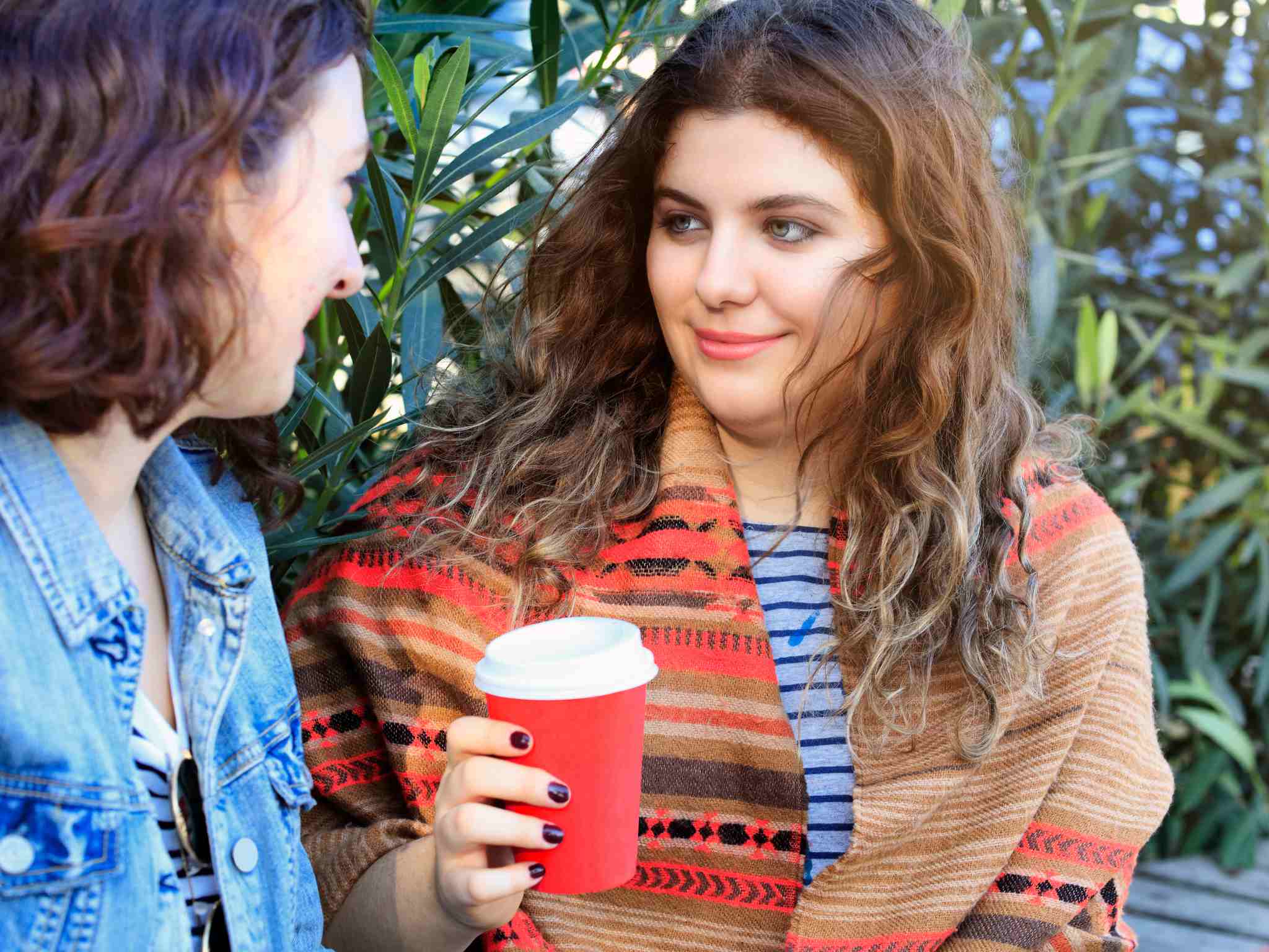 Two women talking to each other