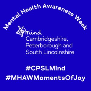 Mental health awareness week text on blue background