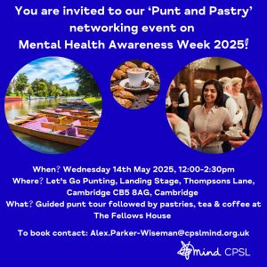 image of punts and networking on blue background with text