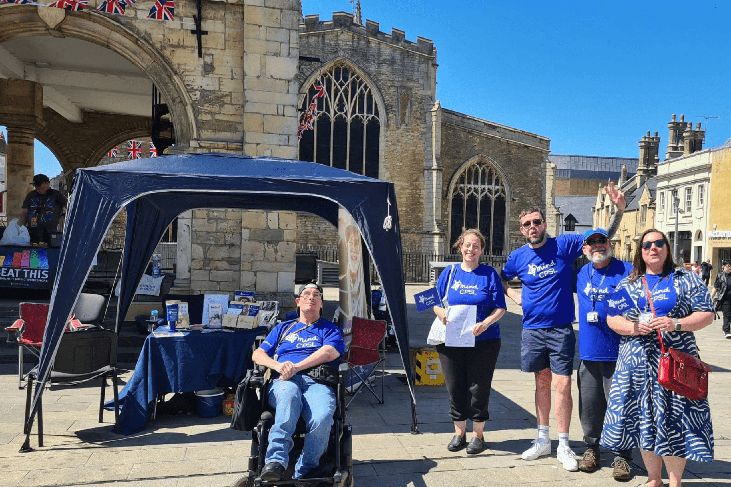 group of people in Peterborough Cathedral square