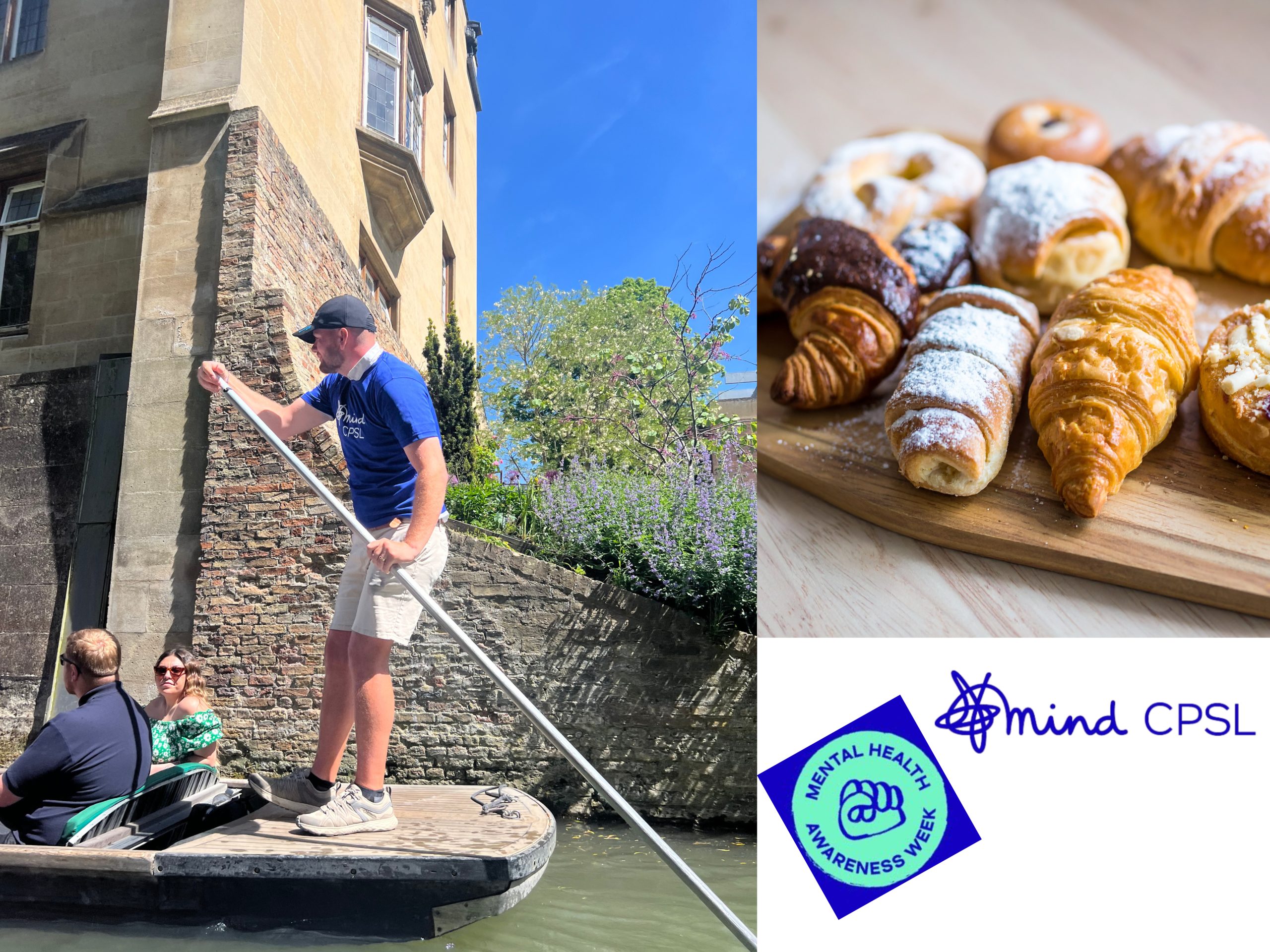 man punting in cambridge and croissants